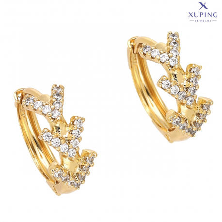 KOLCZYKI POZŁACANE 15/7 MM KÓŁKA BRYLANTOWE V-KI XUPING 75216