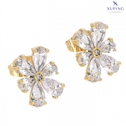 KOLCZYKI POZŁACANE 16/12 MM BRYLANTOWE MARGERYTKI XUPING 75225