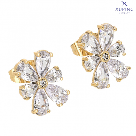 KOLCZYKI POZŁACANE 16/12 MM BRYLANTOWE MARGERYTKI XUPING 75225