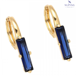 KOLCZYKI POZŁACANE 26/6 MM SZAFIR BAGIETA XUPING 75483