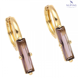 KOLCZYKI POZŁACANE 26/6 MM AMETYST BAGIETA XUPING 75485