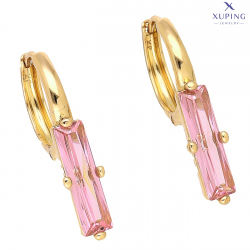 KOLCZYKI POZŁACANE 26/6 MM RÓŻOWY BRYLANT BAGIETA XUPING 75487