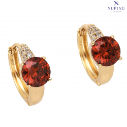 KOLCZYKI POZŁACANE 15/7 MM KÓŁKA Z GRANATEM XUPING 75509