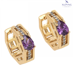 KOLCZYKI POZŁACANE 17/5 MM AMETYST ŁEZKA XUPING 75516