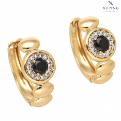 KOLCZYKI POZŁACANE 17/9 MM MARKIZA CZARNY BRYLANT XUPING 75519