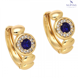 KOLCZYKI POZŁACANE 17/9 MM SZAFIROWA MARKIZA XUPING 75520