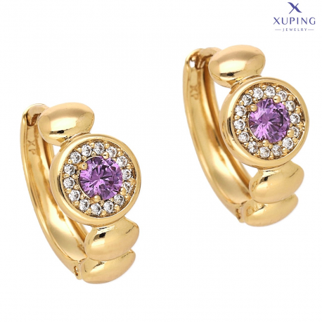 KOLCZYKI POZŁACANE 17/9 MM AMETYSTOWA MARKIZA XUPING 75521