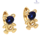 KOLCZYKI POZŁACANE 14/10 MM SZAFIROWY MIŚ XUPING 75528