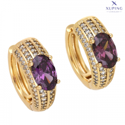 KOLCZYKI POZŁACANE 18/8 MM AMETYSTOWA ELEGANCJA XUPING 75533