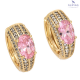 KOLCZYKI POZŁACANE 18/8 MM RÓŻOWA ELEGANCJA XUPING 75536