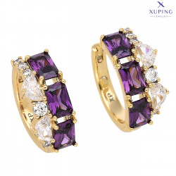 KOLCZYKI POZŁACANE 18/8 MM KÓŁKA Z AMETYSTAMI XUPING 75545