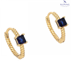 KOLCZYKI POZŁACANE 12/4 MM KÓŁECZKA Z SZAFIROWYM RADIANTEM XUPING 75563