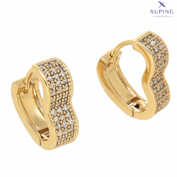 KOLCZYKI POZŁACANE 14/5 MM BRYLANTOWE SERCA XUPING 75590