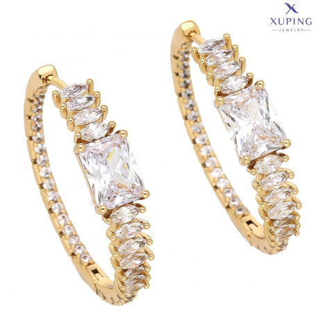 KOLCZYKI POZŁACANE 30/6 MM BRYLANTOWE KOŁA XUPING 75591