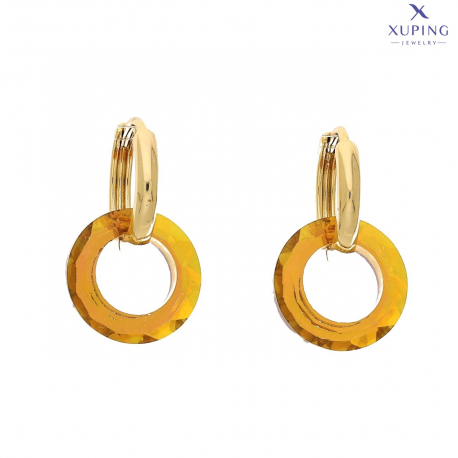 KOLCZYKI POZŁACANE 23/14 MM 2 W 1 KRYSZTAŁOWE KRĘGI XUPING 75613