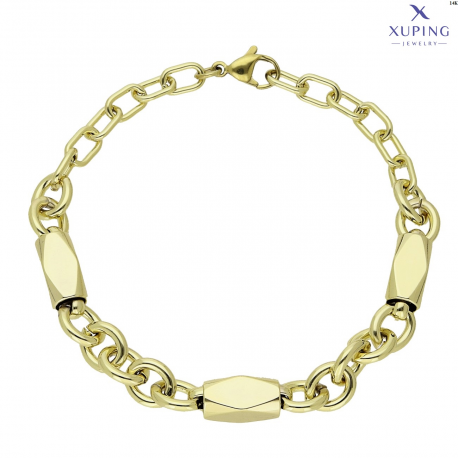 BRANSOLETKA 14K POZŁACANA 18,5+3 CM 8 MM SAMO ZŁOTO XUPING 75760