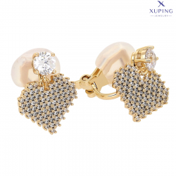 KLIPSY POZŁACANE 17/12 MM SERCE BRYLANTOWE PIXELE XUPING 75828