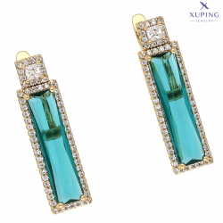 KOLCZYKI POZŁACANE 28/7 MM MIĘTOWA BAGIETKA XUPING 75840