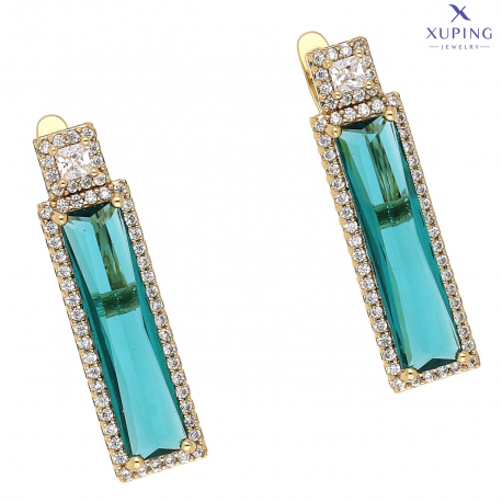 KOLCZYKI POZŁACANE 28/7 MM MIĘTOWA BAGIETKA XUPING 75840