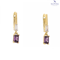 KOLCZYKI POZŁACANE 24/5 MM MALUSZKI Z AMETYSTEM XUPING 75853