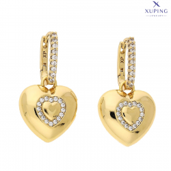 KOLCZYKI POZŁACANE 30/16 MM SERDUSZKO W SERCU XUPING 75858