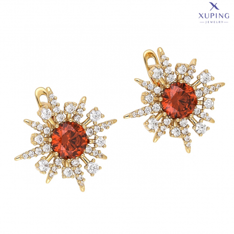 KOLCZYKI POZŁACANE 22 MM GRANAT RÓŻA WIATRÓW XUPING 75906