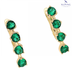 KOLCZYKI POZŁACANE 23/5 MM CZTERY SZMARAGDY XUPING 75911