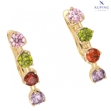 KOLCZYKI POZŁACANE 23/5 MM CZTERY CIEMNE KOLORY XUPING 75915