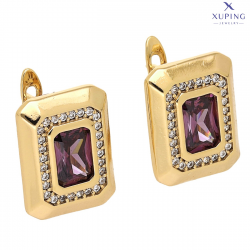 KOLCZYKI POZŁACANE 15/12 MM ELEGANCJA AMETYSTU XUPING 75949