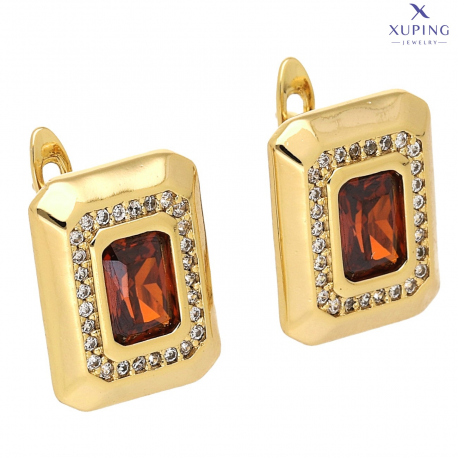 KOLCZYKI POZŁACANE 15/12 MM ELEGANCJA GRANATU XUPING 75952