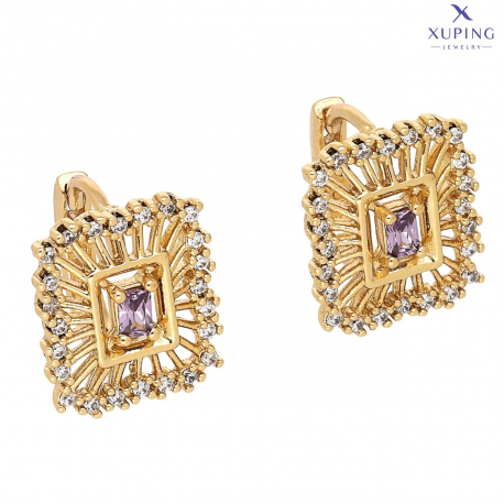 KOLCZYKI POZŁACANE 13/11 MM MALUSZKI Z AMETYSTEM XUPING 75959