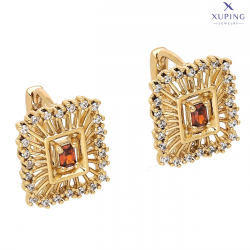 KOLCZYKI POZŁACANE 13/11 MM MALUSZKI Z GRANATEM XUPING 75961