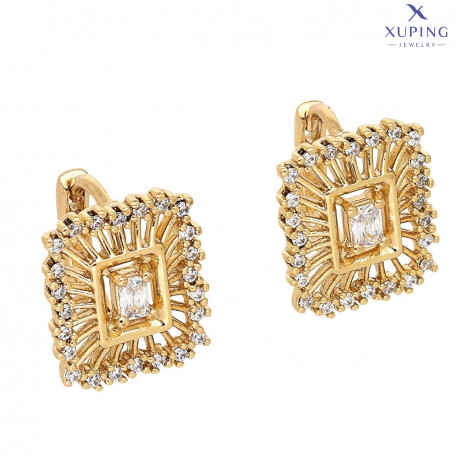 KOLCZYKI POZŁACANE 13/11 MM MALUSZKI Z BRYLANTEM XUPING 75962