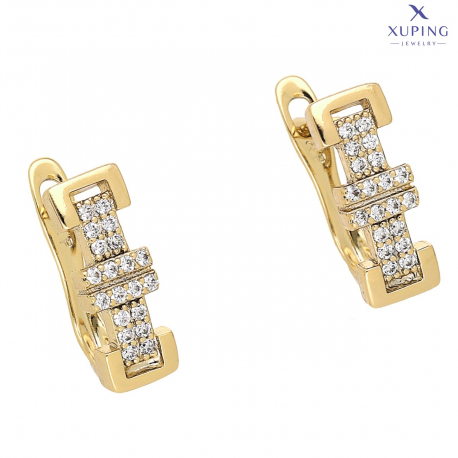 KOLCZYKI POZŁACANE 15/5 MM BRYLANTOWE XUPING 75979