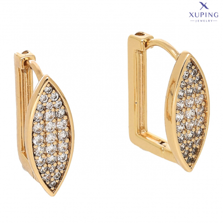 KOLCZYKI POZŁACANE 17/7 MM ELEGANTKI Z BRYLANCIKAMI XUPING 75980
