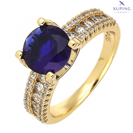 PIERŚCIONEK POZŁACANY 8 MM SZAFIR XUPING 76173