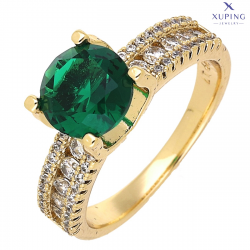 PIERŚCIONEK POZŁACANY 8 MM SZMARAGD XUPING 76174