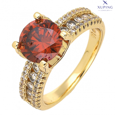 PIERŚCIONEK POZŁACANY 8 MM GRANAT XUPING 76175