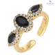 PIERŚCIONEK POZŁACANY 9 MM MARKIZY CZARNE BRYLANTY XUPING 76178