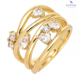 PIERŚCIONEK POZŁACANY 16 MM ELEGANCJA Z BRYLANTAMI XUPING 76200