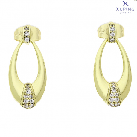 KOLCZYKI 14K POZŁACANE 26/11 MM WISZĄCE ELEGANTKI XUPING 76670