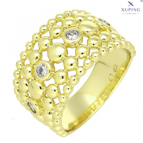 PIERŚCIONEK 14K POZŁACANY 13 MM KULECZKOWY AŻUR XUPING 76693