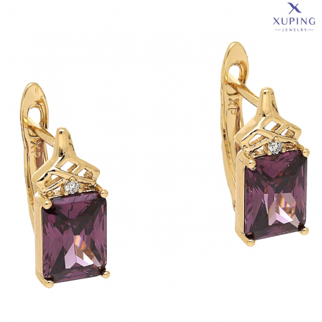 KOLCZYKI POZŁACANE 14/6 MM MALUSZKI Z AMETYSTEM XUPING 76356