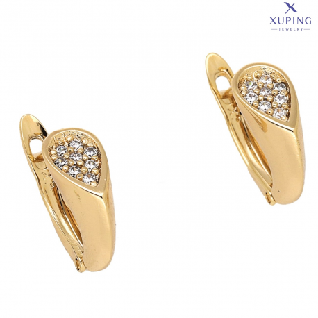 KOLCZYKI POZŁACANE 13/6 MM MALUSZKI Z BRYLANCIKAMI XUPING 76382