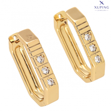 KOLCZYKI POZŁACANE 23/5 MM ELEGANTKI Z BRYLANTAMI XUPING 76384
