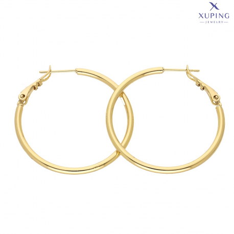 KOLCZYKI POZŁACANE 35/2 MM ZŁOTE KOŁA XUPING 76447