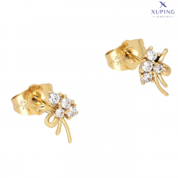 KOLCZYKI POZŁACANE 10/7 MM BRYLANTOWE MALUSZKI XUPING 76471