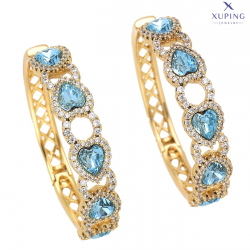 KOLCZYKI POZŁACANE 39/8 MM SAPPHIRE LIGHT CRYSTAL XUPING 76484