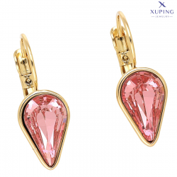 KOLCZYKI POZŁACANE 24/9 MM ROSE CRYSTAL XUPING 76487