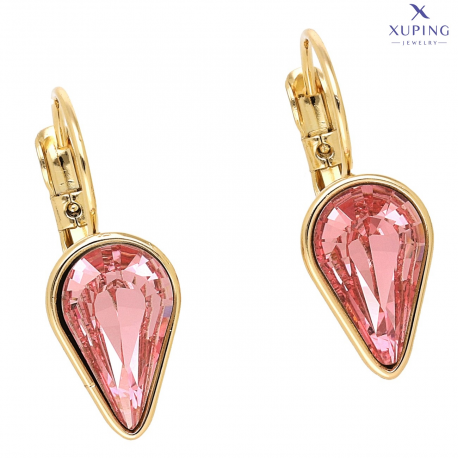 KOLCZYKI POZŁACANE 24/9 MM ROSE CRYSTAL XUPING 76487